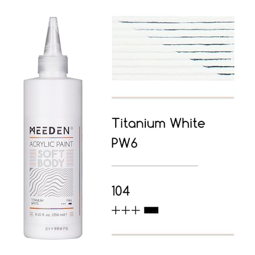 MEEDEN Titanium White Acrylic Paint: Matte Finish 250ml/8.45oz Soft Body - color: Titanium White