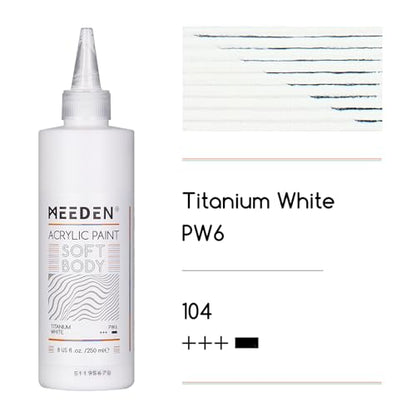 MEEDEN Titanium White Acrylic Paint: Matte Finish 250ml/8.45oz Soft Body - color: Titanium White