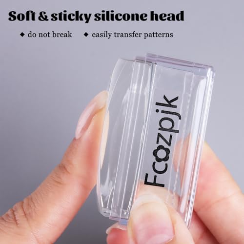 Fcozpjk French Tip Tool, 3PCS Clear Silicone Nail Art Stamper Scraper Kit - color: Square