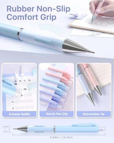 Four Candies Pastel Mechanical Pencil Set, 0.7mm Medium Point, Pack of 6 - style: 0.7 mm