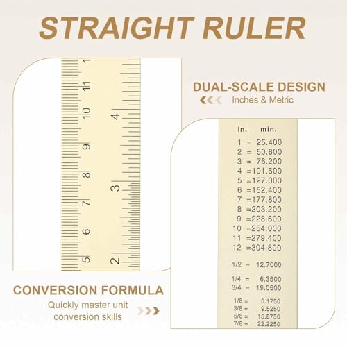 HARFINGTON 2pcs Metal Straight Ruler 20cm Metric SAE Aluminum Alloy Measuring Rulers Scale Tool with Hole for Measure Study Reading Classroom Office, White - color: White, size: 20cm