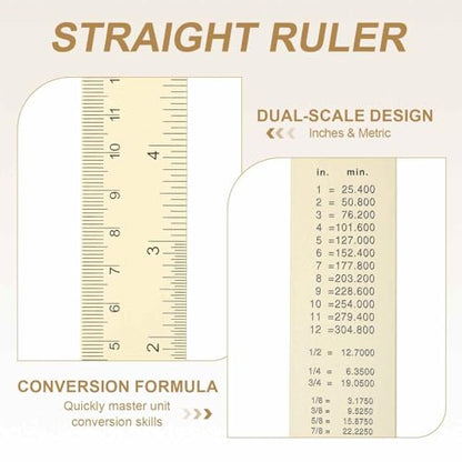 HARFINGTON 2pcs Metal Straight Ruler 20cm Metric SAE Aluminum Alloy Measuring Rulers Scale Tool with Hole for Measure Study Reading Classroom Office, White - color: White, size: 20cm