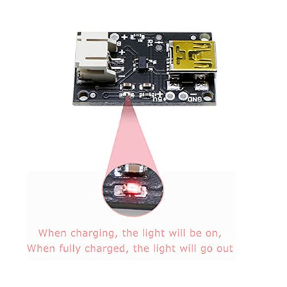 Treedix 2pcs Mini USB LiPo Battery Charger Board with Battery Protection JST Socket with LED Indicator Charging Rate Adjustable Automatic Power-Down