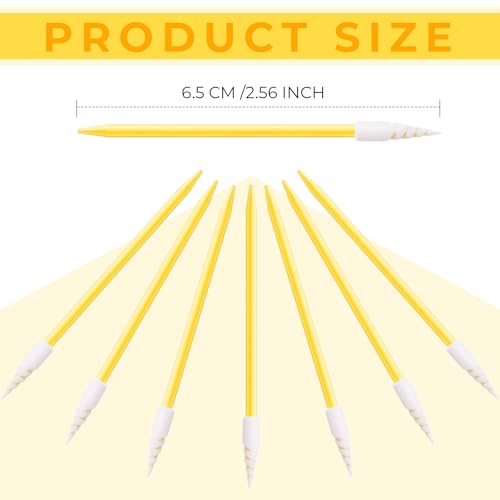 Chinco 200 Pcs Cleaning Swabs 2.56'' Sponge Tip Swabs Sticks Yellow - color: Yellow