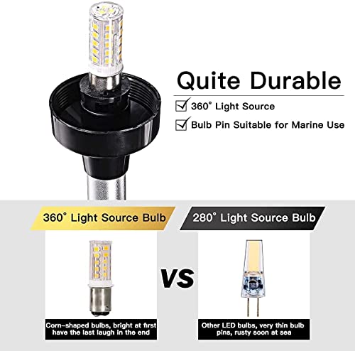 Boat Anchor Light, 3 Nautical Mile LED Fold Down Boat Stern Light Boat Anchor Light for Pontoon and Fishing Boat Navigation Anchor Lights All Round 360° White LED 12-24V (9" Foldable) - size: 9" Foldable
