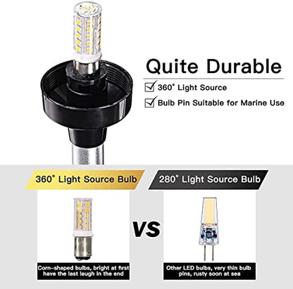 Boat Anchor Light, 3 Nautical Mile LED Fold Down Boat Stern Light Boat Anchor Light for Pontoon and Fishing Boat Navigation Anchor Lights All Round 360° White LED 12-24V (9" Foldable) - size: 9" Foldable