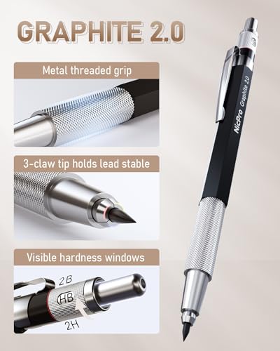 Nicpro 35PCS Art Mechanical Pencils Set + 35PCS Metal Mechanical Pencils Set