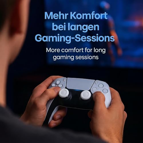 MatoSan Thumbstick Silicone Replacement Caps - Compatible with PS5 Controller & PS4 Controller - Non-Slip Grip for More Precise Control - Protective Caps for Analog Sticks (4 Silicone White) - color: 4 silicone white