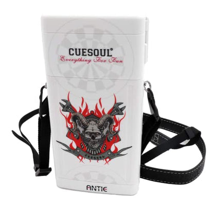 CUESOUL ANTIE Hard Dart Case, Holds 6 Steel/Soft Tip Darts & Extra Tips, Shafts & Flights, Durable Use - color: White Beast
