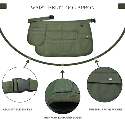 Nanxson Tool Apron Half Canvas Apron With Muti-Pockets - color: Armygreen