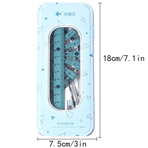 Adela 8 Pieces Student Math Geometry Tool Set Drawing Compass (05064Blue) - color: 05064blue