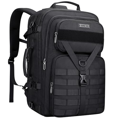 WITZMAN Travel Backpack for Men 40L Convertible Bag Fits 17" Laptop - color: Black