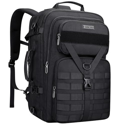 WITZMAN Travel Backpack for Men 40L Convertible Bag Fits 17" Laptop - color: Black