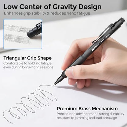 Nicpro Art Mechanical Pencil 0.9mm with Case, 3PCS Mechanical Pencils 0.9 - style: 0.9mm(3 Pcs)