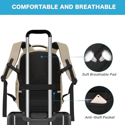 MOSISO 15.6-16 inch 35L Laptop Backpack with USB Charging Port - color: Camel