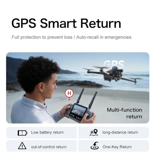 FPV Drone with HD Camera for Adults Beginners, GPS Drone with Screen on Controller, Obstacle Avoidance, Auto Return, Fishing Drones with One-Key Payload Drop Delivery Function, Foldable RC Quadcopter for Outdoor Shooting Camping Fishing Gift Delivery Quad