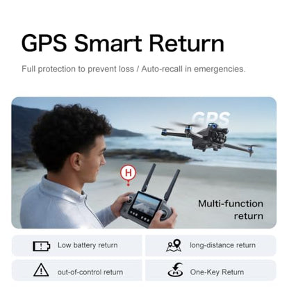 FPV Drone with HD Camera for Adults Beginners, GPS Drone with Screen on Controller, Obstacle Avoidance, Auto Return, Fishing Drones with One-Key Payload Drop Delivery Function, Foldable RC Quadcopter for Outdoor Shooting Camping Fishing Gift Delivery Quad
