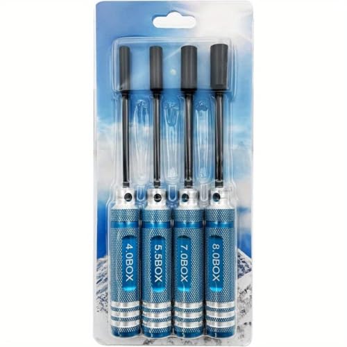 4Pcs Nut Driver Set RC Tool Set Hex Driver for RC Vehicle RC Helicopters FPV Drones Cameras Appliances Repair 4mm 5.5mm 8mm 7mm (BLACK) - color: Black