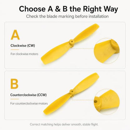 8 Pair Mini Propellers, 55mm 2-Vane, CW & CCW, Black & Yellow - color: 8 Pair (Black & Yellow)