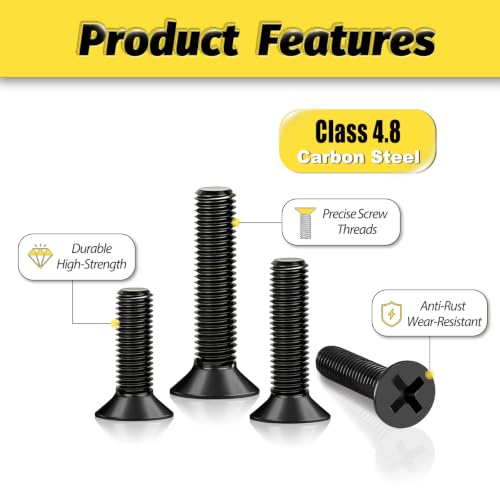 KADRICK 435Pcs M4 Countersunk Screw Kit,Flat Head Bolts 8MM-25MM - size: M4 435Pcs 8-25mm