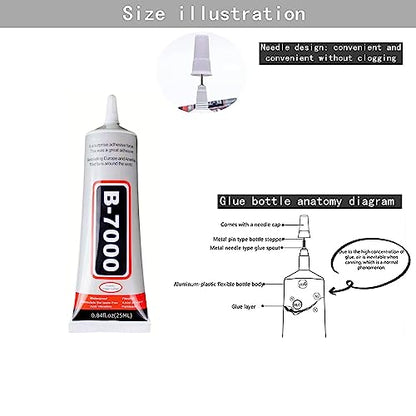 B-7000 Adhesive Multi-Function Glues,Super Glue Suitable for Phone Screen Repair,Wooden,Jewelery,1 Pack (25ml*2)