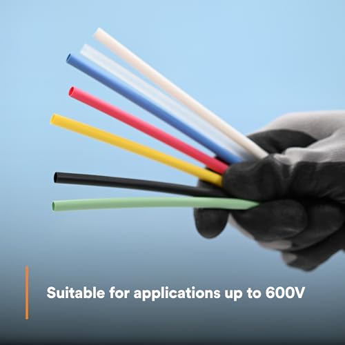 3M Heat Shrink Thin-Wall Tubing FP-301, Black, Assorted Kit with 102 Tubes