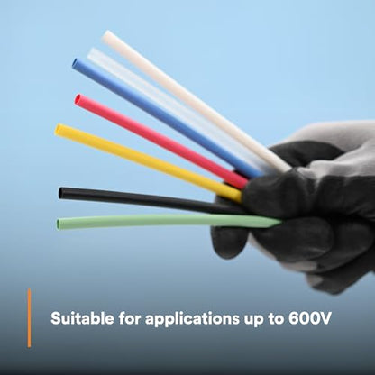 3M Heat Shrink Thin-Wall Tubing FP-301, Black, Assorted Kit with 102 Tubes