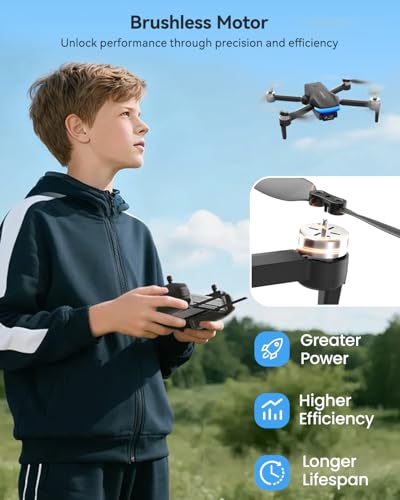 SIMREX 4K FPV Drone with Brushless Motor for Beginners & Teens — 40-Min Flight, Optical Flow Positioning, Gesture Control & VR Mode, Foldable Camera Drone Gift for Kids Ages 8+ (Black) - color: Black