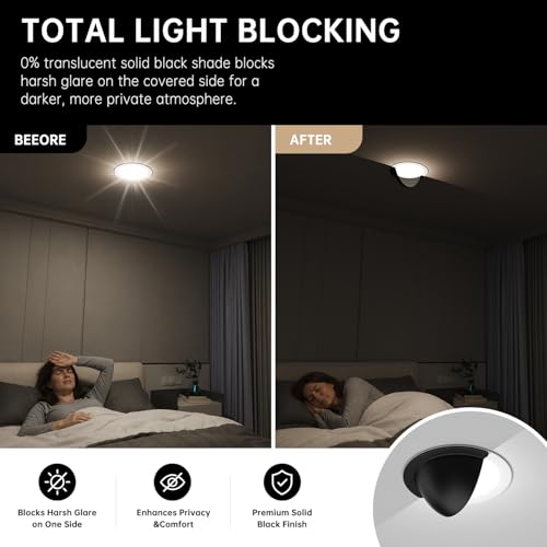 2 Pack 4 Inch Anti-Glare Can Light Covers, Black Half Shades - color: Black, size: 4 Inch