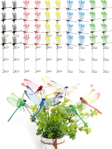 40 Pcs 5 Color Dragon Fly Clips, Visual Predator Deterrent Fake Dragonfly - color: 40 Pcs 5 Color