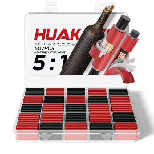 5:1 Heat Shrink Tubing Kit, Industry-Leading 5:1 Ratio Shrink Wrap Tubing Adhesive Lined, Heat Shrink Wire Connectors, Marine Grade Dual Wall, Waterproof Electrical Wire Tube Connectors - color: Red Black