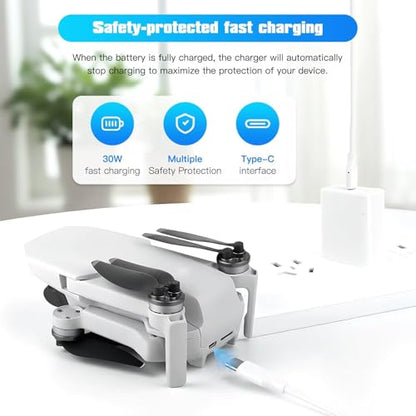 30W Power Adapter Charger for DJI Drone Mini 4K/ 4 Pro/ 3-Pro/ 3/ 3Pro Two-Way Charging Hub - White - color: white