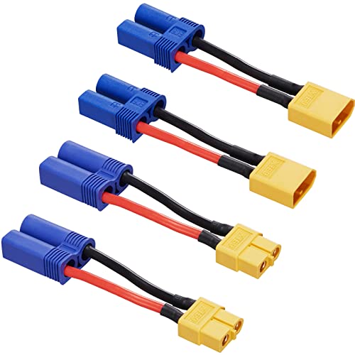 4pcs XT60 to EC5 Adapter with 50mm 14AWG xt60 ec5 Adapter - size: XT60-EC5