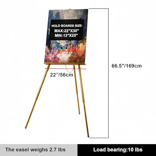 Falling in Art 65" A-Frame Wooden Tripod Easel Stand (Gold) - color: Gold-1 Pack