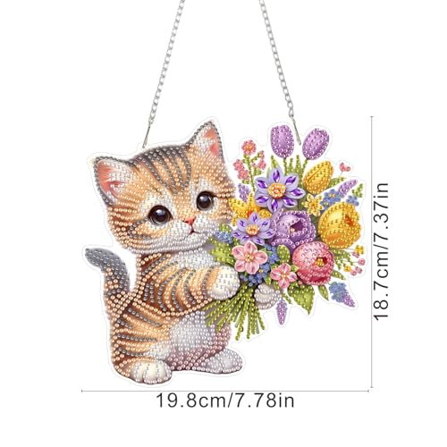 AIBOERL Diamond Art Kits for Adults, Cat Acrylic Hanging Suncatcher - color: DP03356