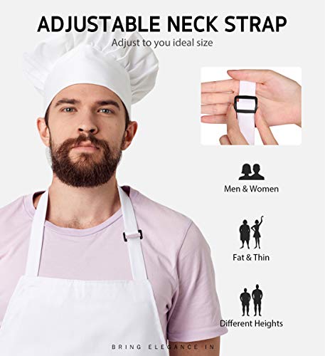 Syntus 12 Pack Apron with 2 Pockets Aprons for Men Women, Polyester, White - color: White