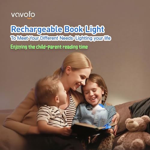 VAVOFO Rechargeable Reading Light, Clip on Book Light for Reading in Bed - color: Blue Lotus