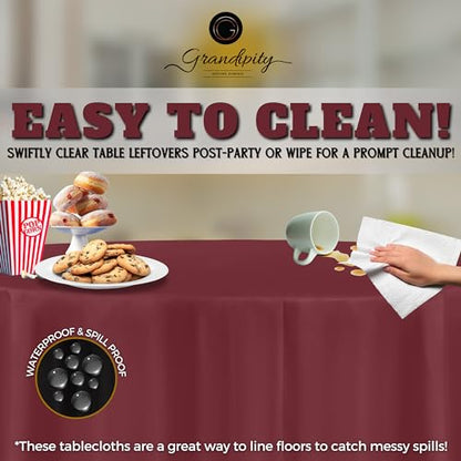 Grandipity Plastic Table Cloth Disposable 12 Pack 84" Round Burgundy - color: Burgundy, size: 84in. Round