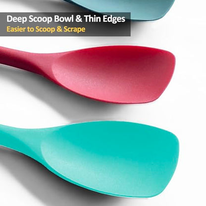Vovoly Silicone Spatula Spoon Set, 11 IN, Teal, Spoonulas Heat Resistant - color: Teal