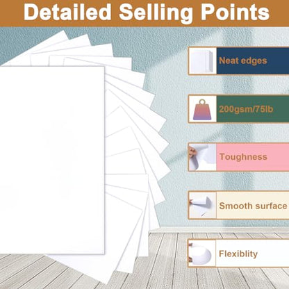 Silunkia 40 Sheets White Cardstock 8.5 x 11 Printer Paper 75lb - color: White