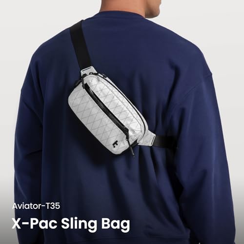 tomtoc 1.5L X-Pac Sling Bag with RFID Blocking Crossbody Pack for Men Women - color: X-Pac White, size: 1.5L