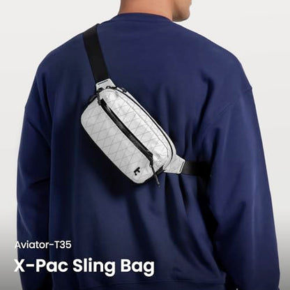 tomtoc 1.5L X-Pac Sling Bag with RFID Blocking Crossbody Pack for Men Women - color: X-Pac White, size: 1.5L