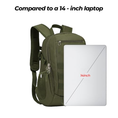 ArcEnCiel 10L/20L Mini X-Small Tactical Backpack MOLLE Daypack Gear Pack Camping Bag with Patch - color: Green, size: 20L