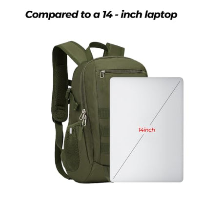 ArcEnCiel 10L/20L Mini X-Small Tactical Backpack MOLLE Daypack Gear Pack Camping Bag with Patch - color: Green, size: 20L