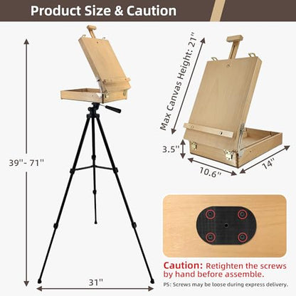 French Style Easel with Beech Wood & Aluminum Tripod - color: Nature