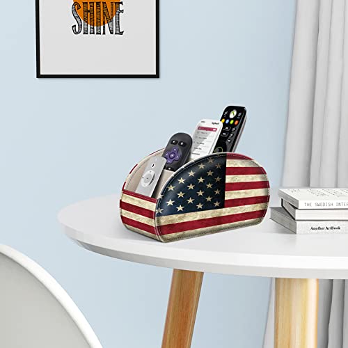 FINTIE Remote Control Holder with 11 Compartments Vegan Leather - color: US Flag