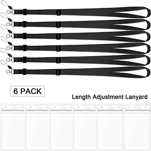 AMUU 6 Pcs Lanyards with Vertical ID Badge Holder - color: 6 Pack Black Lanyard With Badge Holder