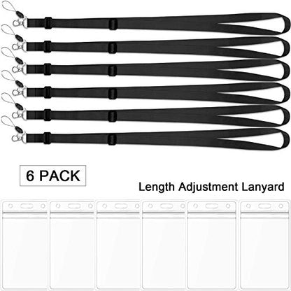 AMUU 6 Pcs Lanyards with Vertical ID Badge Holder - color: 6 Pack Black Lanyard With Badge Holder