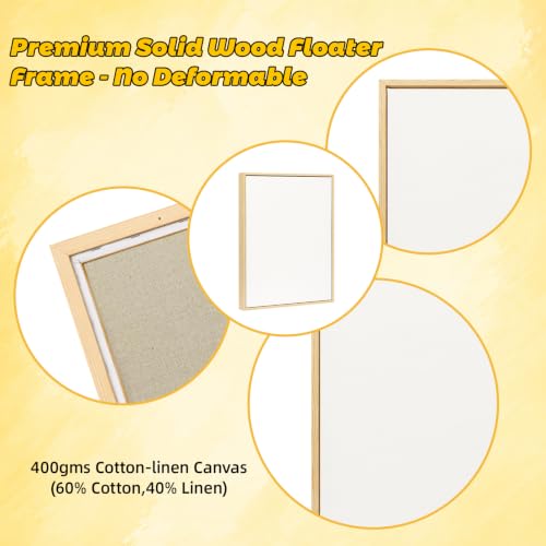 3 Pack 12 x 16 inch Floater Frame Canvas with Cotton-Linen Blend (400 GSM) - size: 3pk - 12x16"