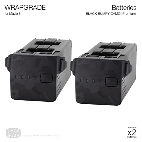 WRAPGRADE Skin Stickers for Mavic 3 Series Pro/Classic/Cine | 2 Batteries (BLACK BUMPY CAMO) - color: Black Bumpy Camo
